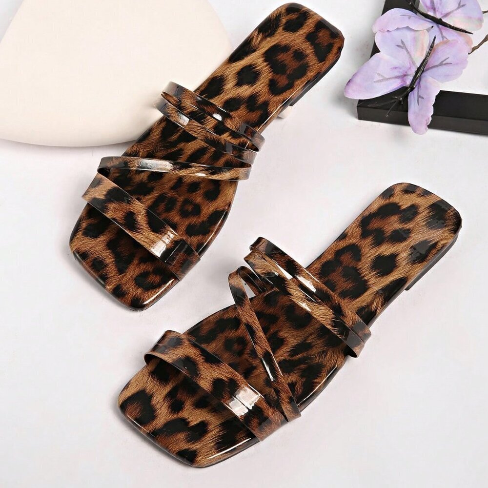 Leopard Print Women's Flat Slippers